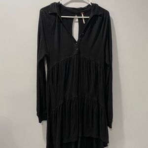 Free People Button Down Collared Long Sleeve Babydoll Dress